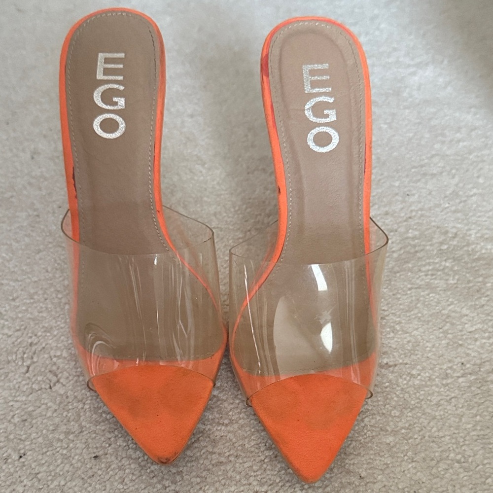 EGO Orange Heels with Clear Straps